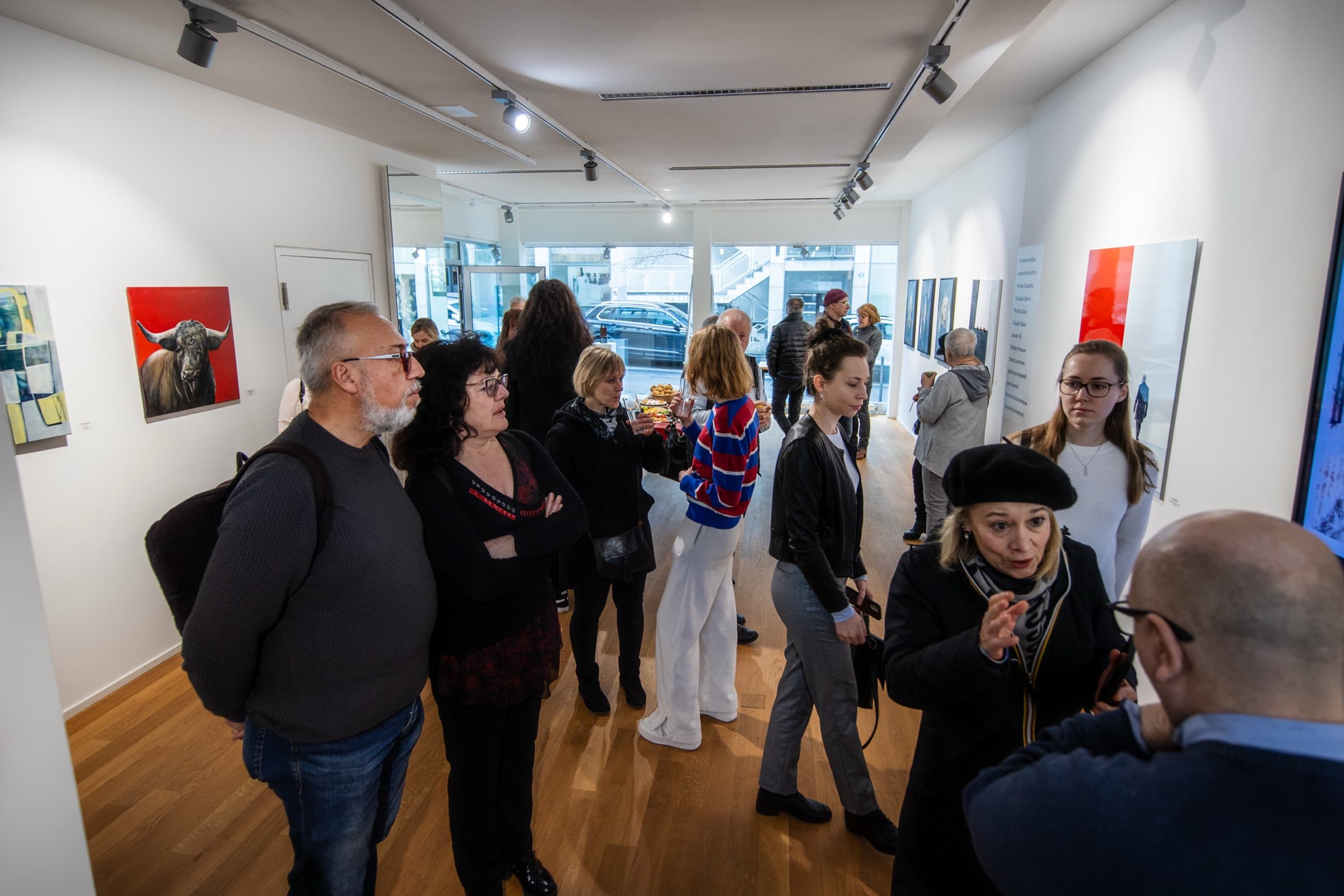 Guests at an opening at Thomson Gallery